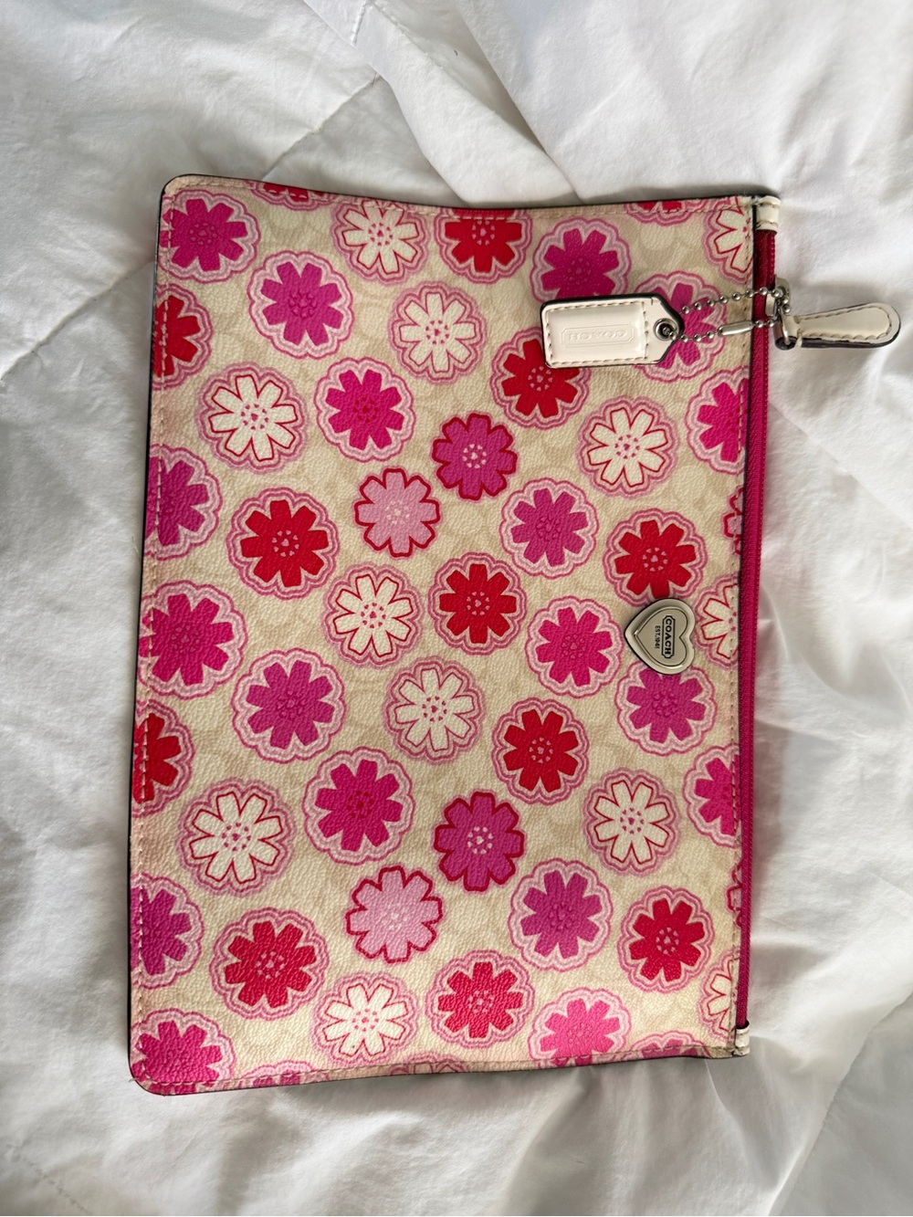 Coach Floral Zip Pouch in Pink and Red